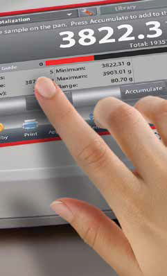 Ohaus explorer screen with finger
